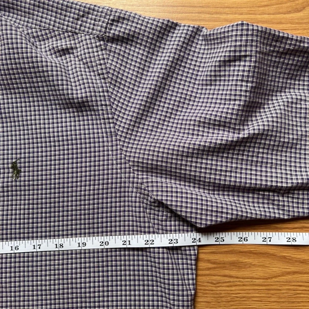 Polo Ralph Lauren Shirt Mens XL Classic Fit Purple White Gingham Check Cotton